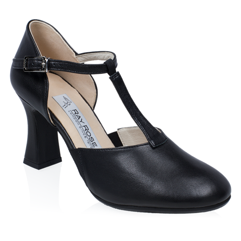 Obrazek Rachel (Hook Buckle - Pyramid Rubber Sole) | Black Leather